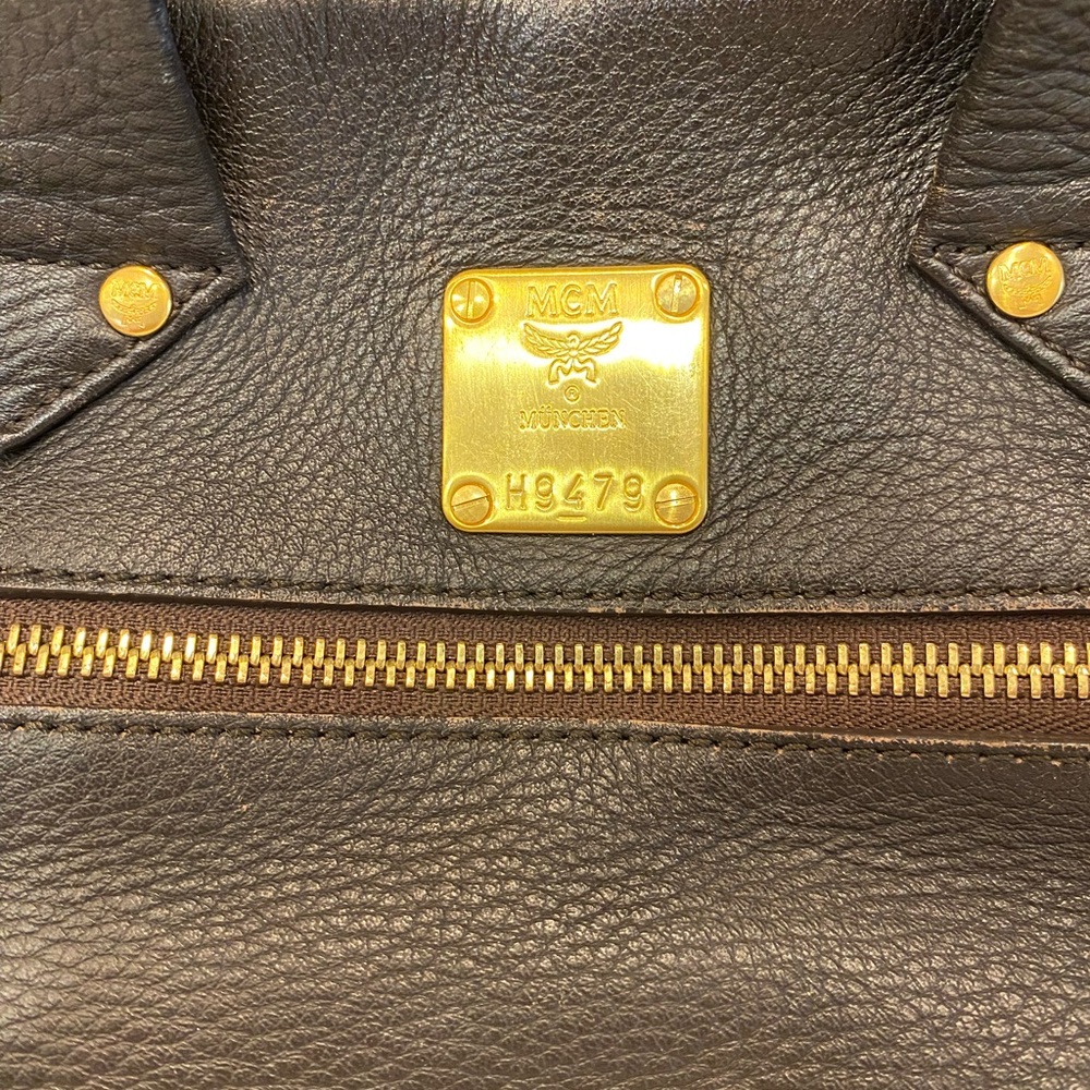 MCM Dark Brown Satchel with Gold Details - Picture 2 of 10